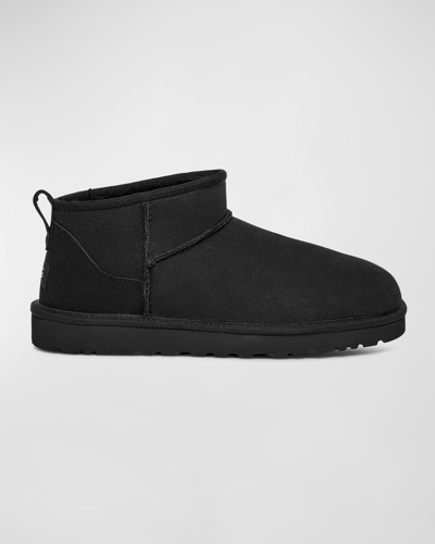 Shop Ugg Men's Classic Ultra Mini Leather Ankle Boots In Black