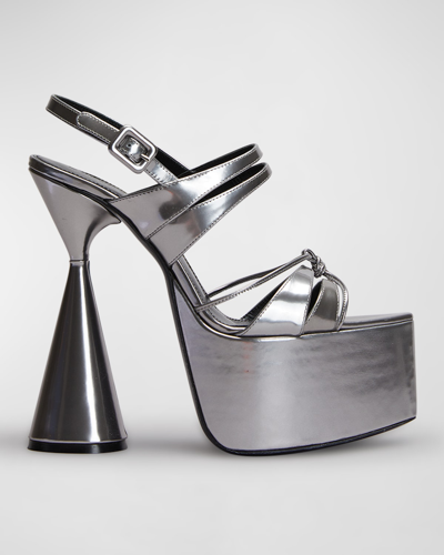 Shop D’accori Belle Calfskin Slingback Platform Sandals In Disco Drama