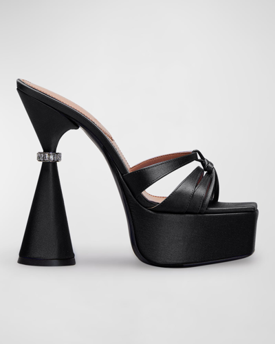 Shop D’accori Sienna Satin Platform Mules In Pure Black