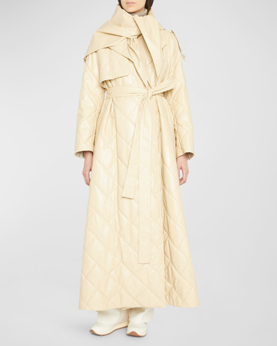Shop The Row Agathon Quilted Leather Parka Coat In Paper