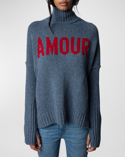 Shop Zadig & Voltaire Alma We Amour Sweater In Denim