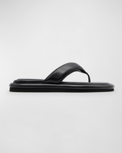 Shop Gia Borghini Gia Calfskin Flat Thong Sandals In Black