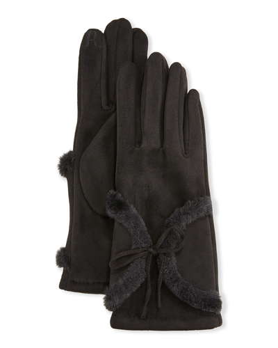 Shop Pia Rossini Kora Faux Suede Gloves With Faux Fur In Black