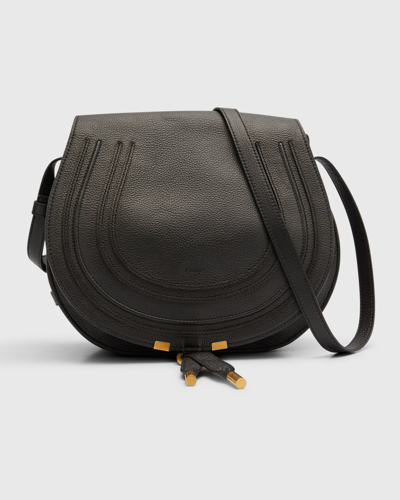 Shop Chloé Marcie Medium Crossbody Bag In Grained Leather In Black