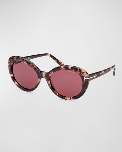 Shop Tom Ford Lily Monochrome Acetate Cat-eye Sunglasses In Shiny Pink Havana