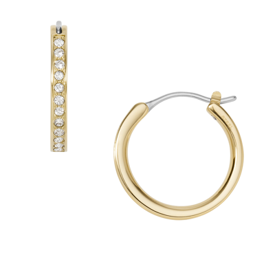 Shop Fossil Women's Gold-tone Stainless Steel Hoop Earrings In White