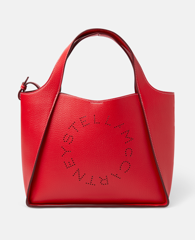 Shop Stella Mccartney Stella Logo Grainy Alter Mat Crossbody Bag In Bright Red