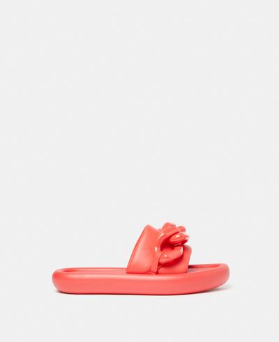 Shop Stella Mccartney Chunky Chain Air Slides In Tomato Red