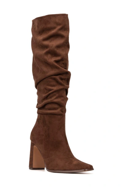 New York And Company Damaris Faux Suede Tall Boot In Cognac