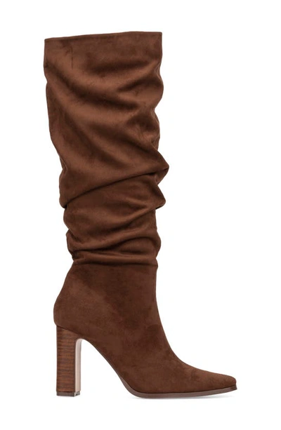New York And Company Damaris Faux Suede Tall Boot In Cognac