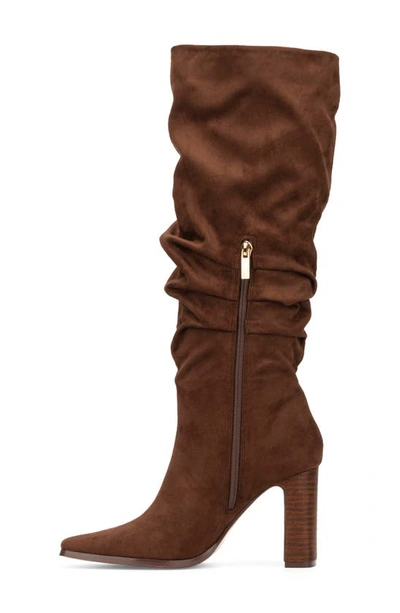 New York And Company Damaris Faux Suede Tall Boot In Cognac