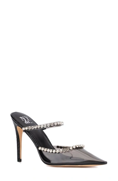 New York And Company Fatima Crystal Embellished Lucite Pump In Black