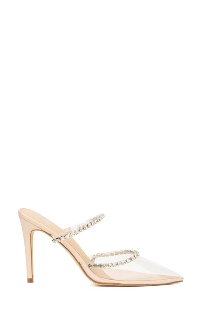 New York And Company Fatima Crystal Embellished Lucite Pump In Nude
