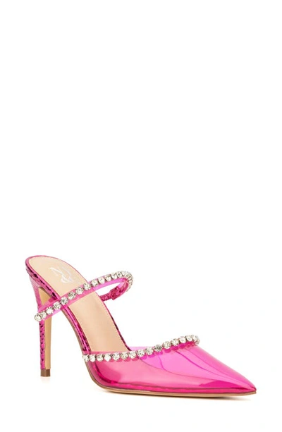 New York And Company Fatima Crystal Embellished Lucite Pump In Pink