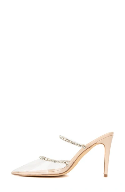 New York And Company Fatima Crystal Embellished Lucite Pump In Nude