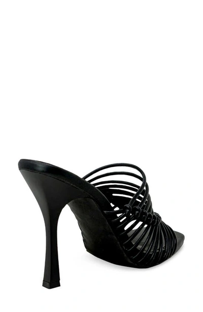 Chase & Chloe Divine Caged Sandal In Black Pu