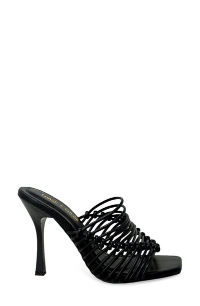 Chase & Chloe Divine Caged Sandal In Black Pu