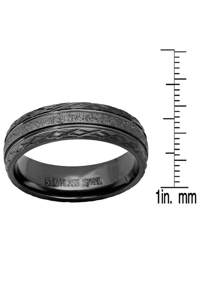 Shop Hmy Jewelry Etched Band Ring In Black