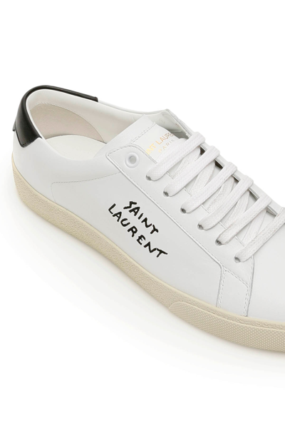 Shop Saint Laurent Leather Sneakers Sl06 Signature In White