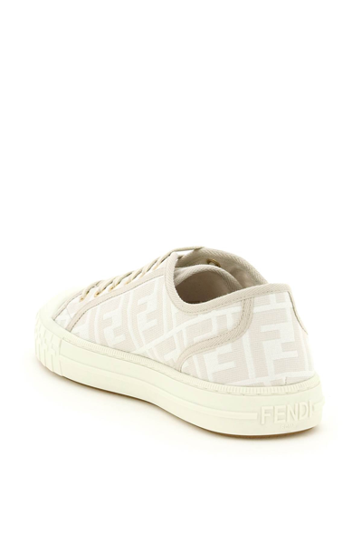 Fendi Domino Ff Jacquard Low-top Sneakers In Neutral