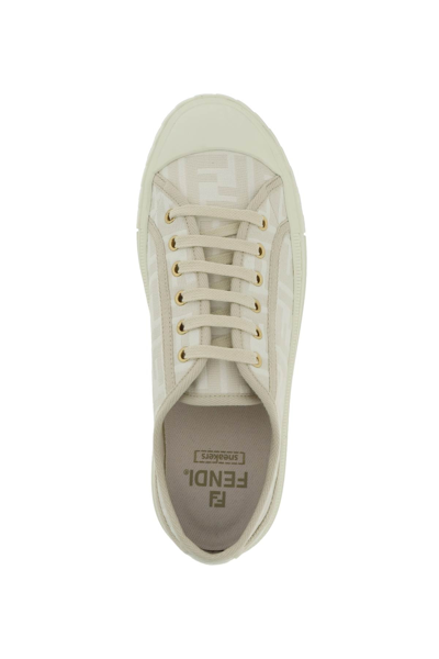 Fendi Domino Ff Jacquard Low-top Sneakers In Neutral