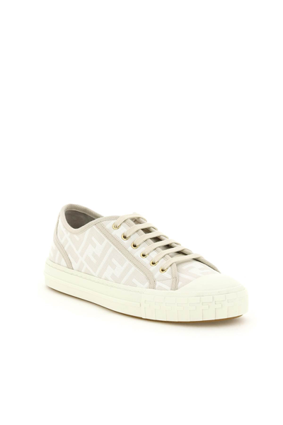 Fendi Domino Ff Jacquard Low-top Sneakers In Neutral