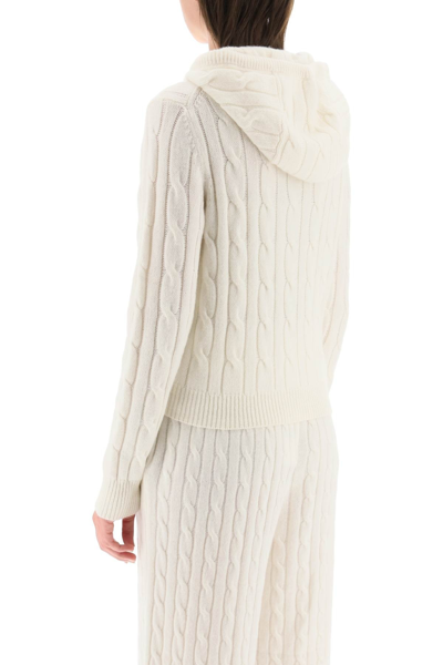 Shop Polo Ralph Lauren Full Zip Hooded Cardigan In Wool And Cashmere In White