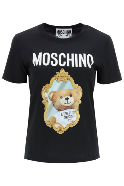 Shop Moschino 'mirror Teddy Bear' T-shirt In Black