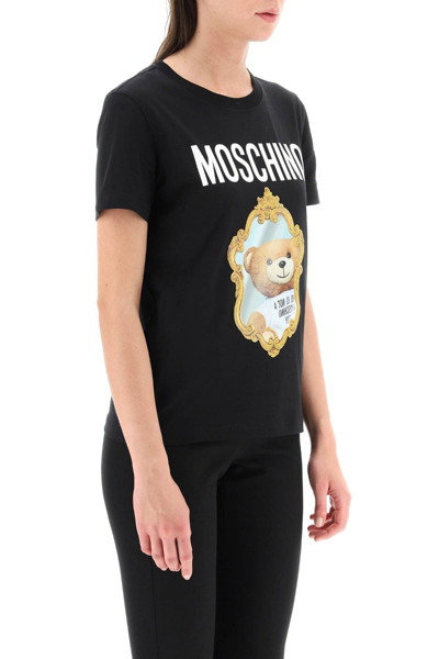 Shop Moschino 'mirror Teddy Bear' T-shirt In Black