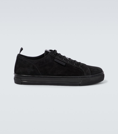 Shop Gianvito Rossi Low Top Suede Sneakers In Black+black