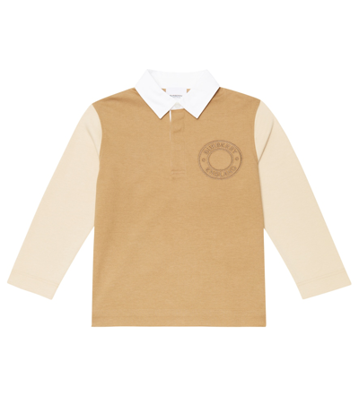 Shop Burberry Logo Embroidered Polo Shirt In Archive Beige