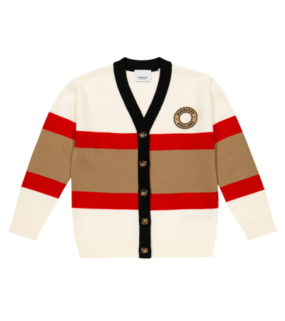 Shop Burberry Striped Wool-blend Cardigan In Ivory Ip Pat