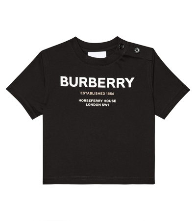 Shop Burberry Baby Horseferry Cotton T-shirt In Black