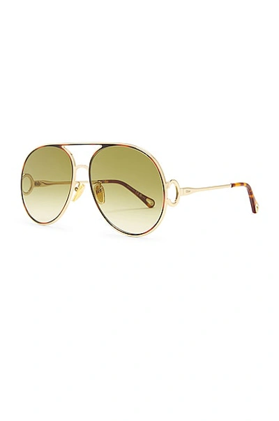 Shop Chloé Pilot Frame Metal Sunglasses In Gold