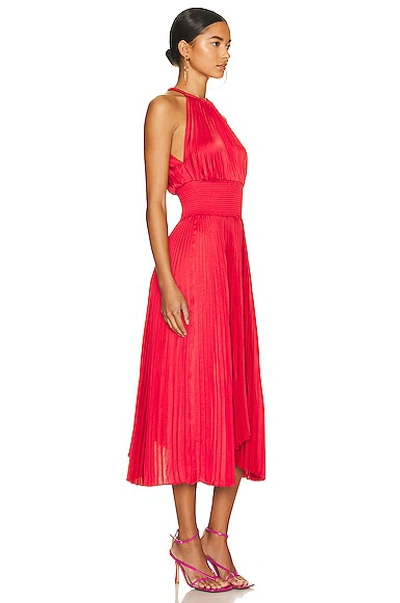 A.l.c Renzo Ii Asymmetric Pleated Midi-dress In Red