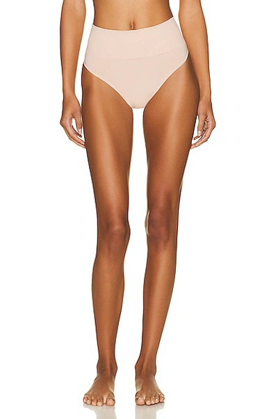 Shop Wolford 40gg Seamless High Waist Thong In Clay