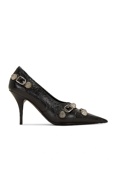 Shop Balenciaga Cagole 90mm Pump In Black & Aged Nickel