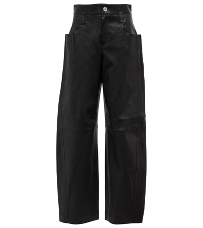 Shop Stouls Cassidy High-rise Wide-leg Suede Pants In Noir