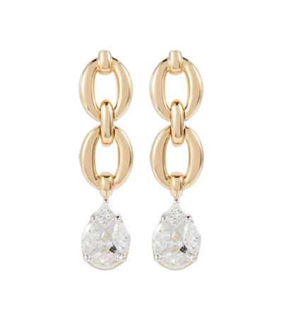 Shop Nadine Aysoy Catena 18kt Yellow Gold Earrings With Diamonds In 0