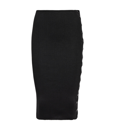 Shop Petar Petrov Finn Ribbed-knit Silk Pencil Skirt In Black