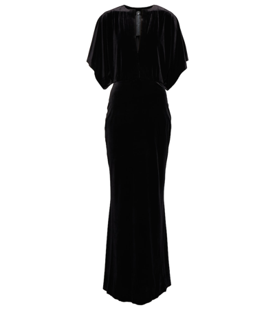 Shop Norma Kamali Obie Velvet Gown In Black