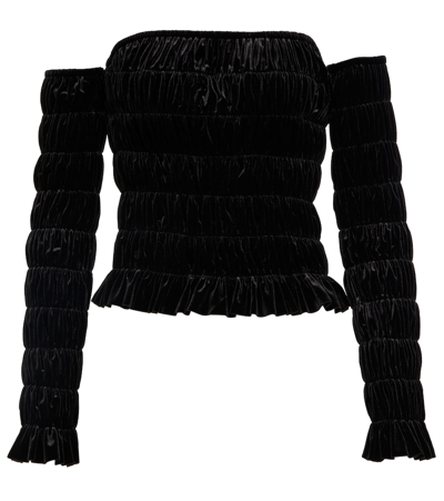 Shop Norma Kamali Velvet Tube Top With Detached Sleeves In Black