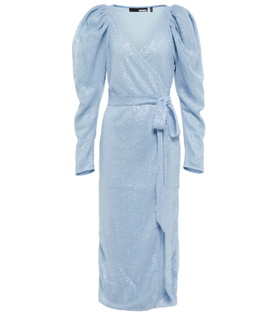 Shop Rotate Birger Christensen Sequined Wrap Dress In Poweder Blue