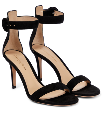 Gianvito Rossi Portofino 85 Suede Sandals In Black