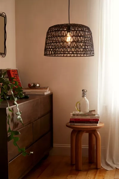 Urban Outfitters Waverly Woven Pendant Light In Charcoal