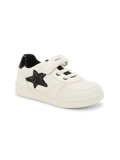 Shop Geox Baby Girl's & Little Girl's Star Leather Sneakers In White Black