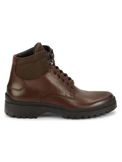 Bruno Magli Men's Val Leather Derby Boots In Dark Brown | ModeSens