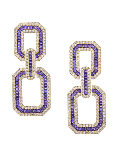 Shop Eye Candy La Women's Sophie 18k Goldplated & Cubic Zirconia Drop Earrings In Brass