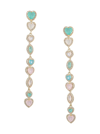 Shop Eye Candy La Women's Ariana 18k Goldplated & Cubic Zirconia Heart Dangle Earrings In Brass