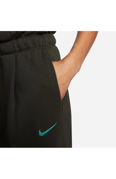 Shop Nike Sportswear Everyday Modern High Waist Fleece Open Hem Sweatpants In Sequoia/ Light Menta